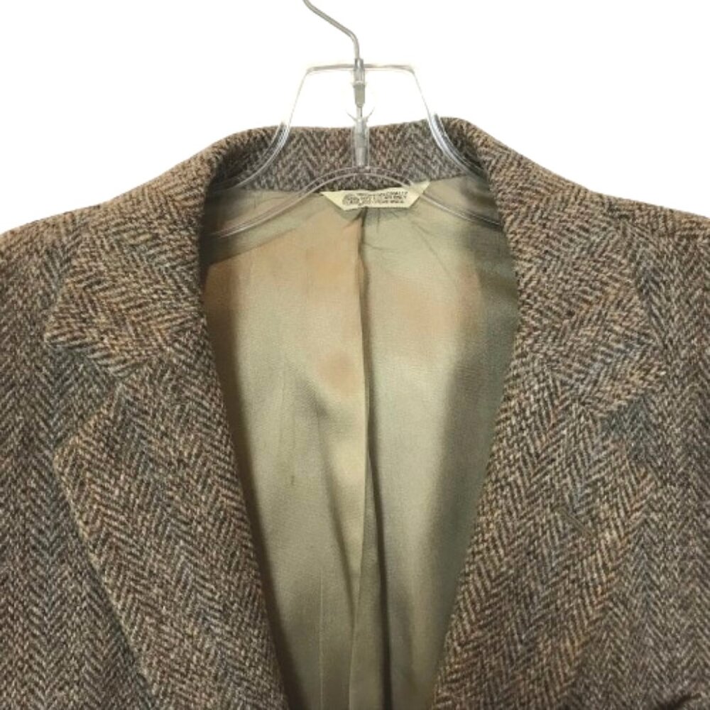 Mens Size 41 REGULAR 41R Vintage Harris 100% Scottish Wool Tweed Blazer Jacket - Picture 2 of 5